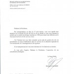 Lettre de Madame la sous-Préfète